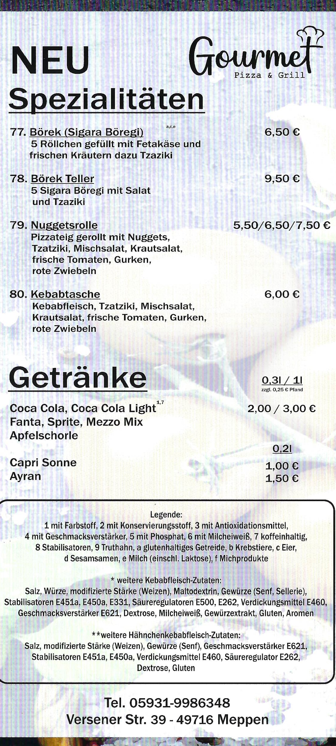Speisekarte
