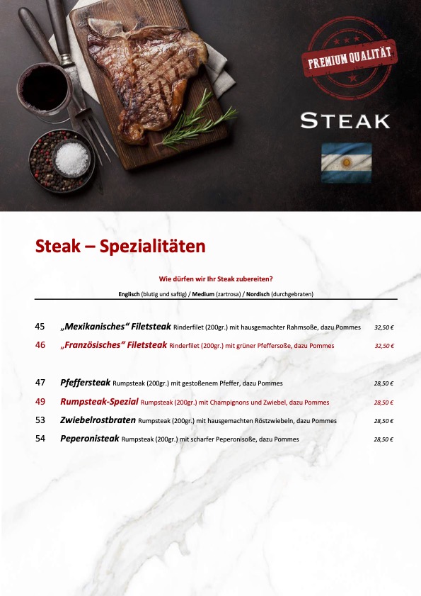 Speisekarte