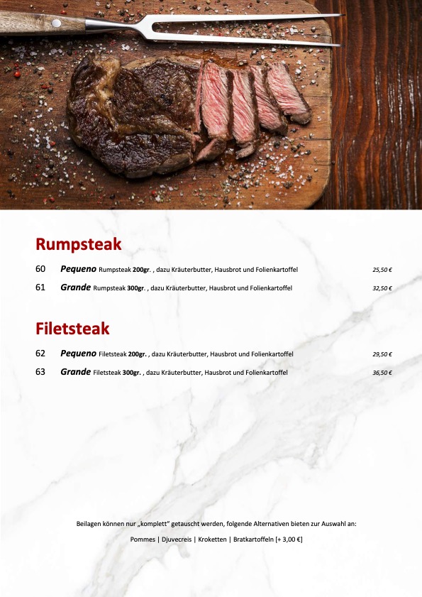 Speisekarte