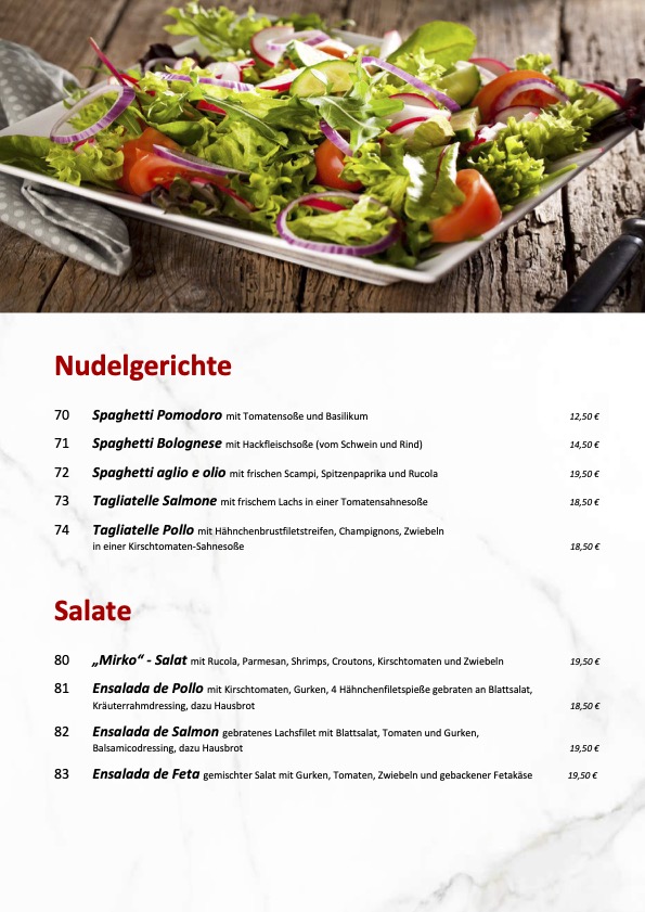 Speisekarte