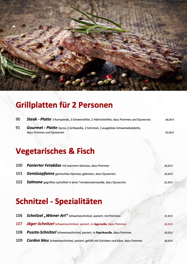 Speisekarte