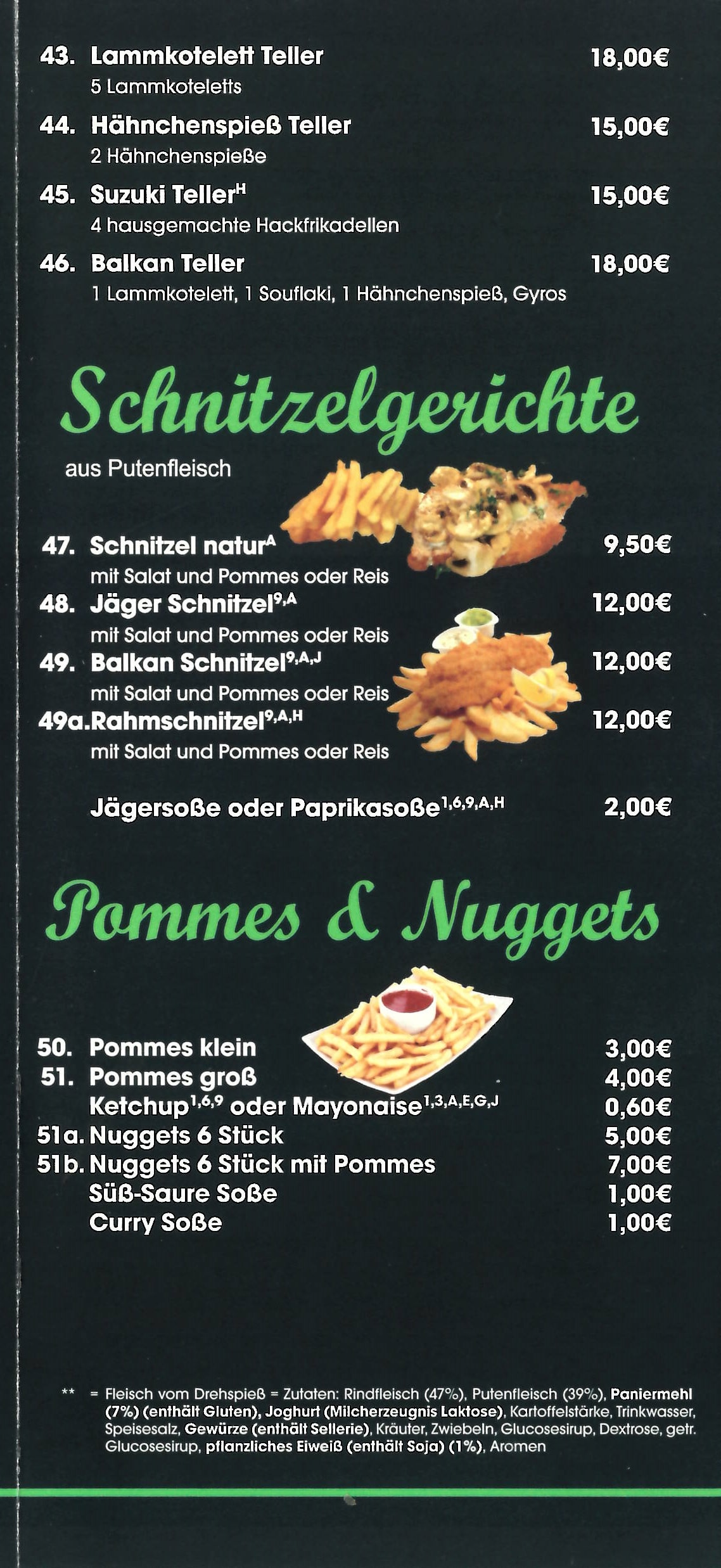 Speisekarte