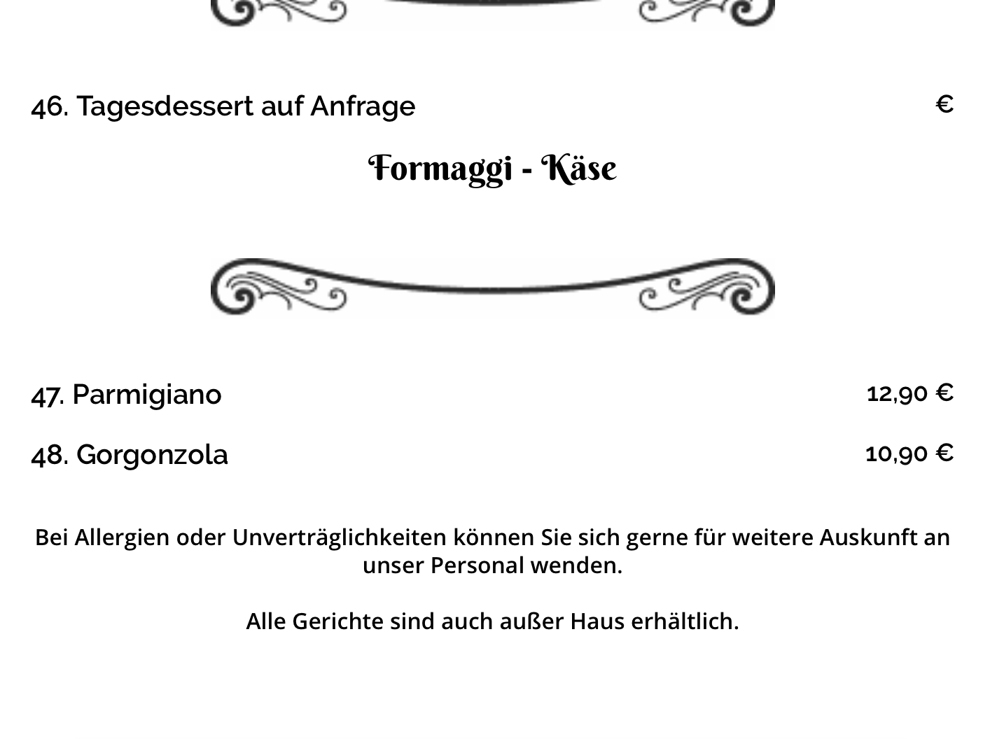 Speisekarte