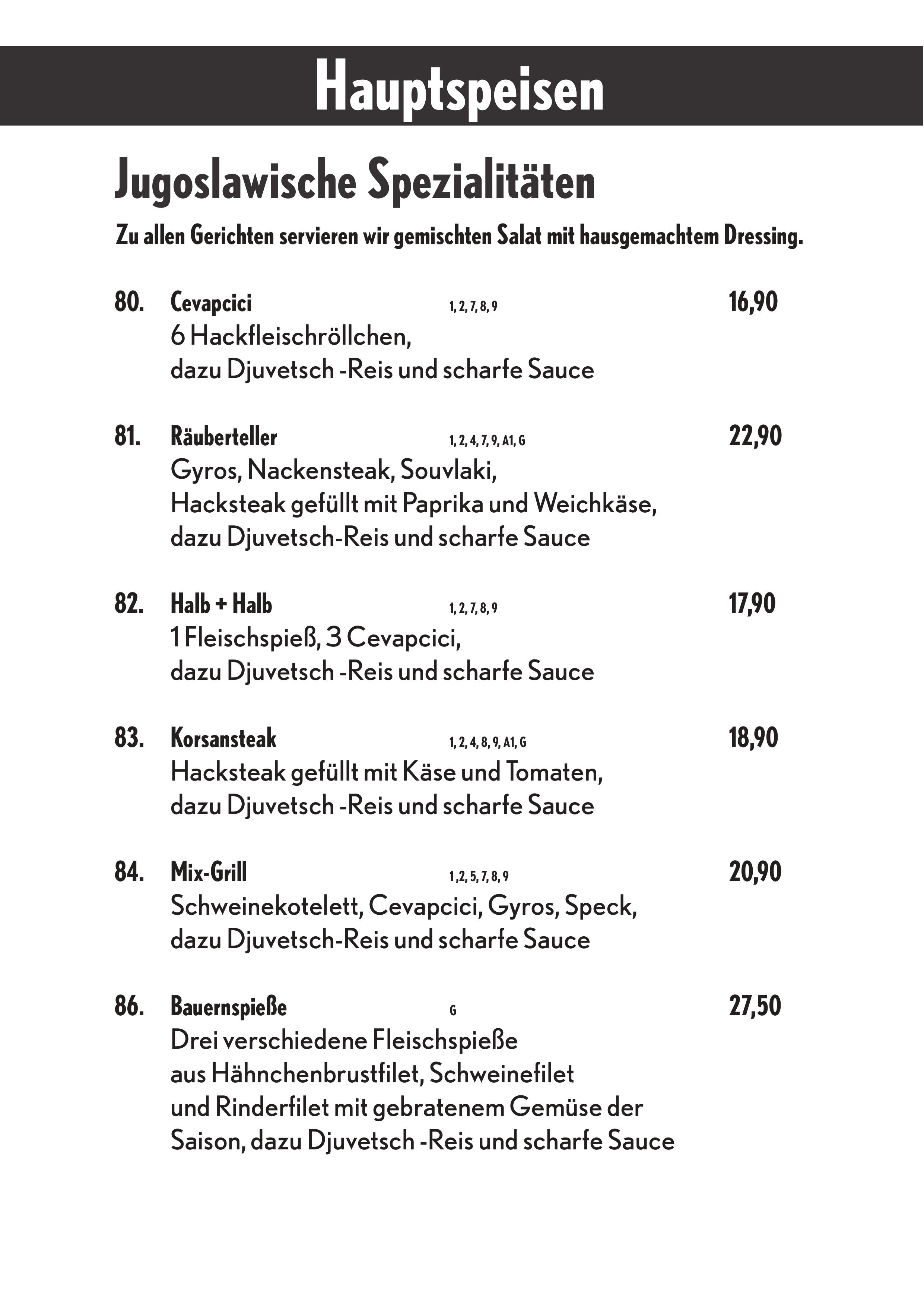 Speisekarte