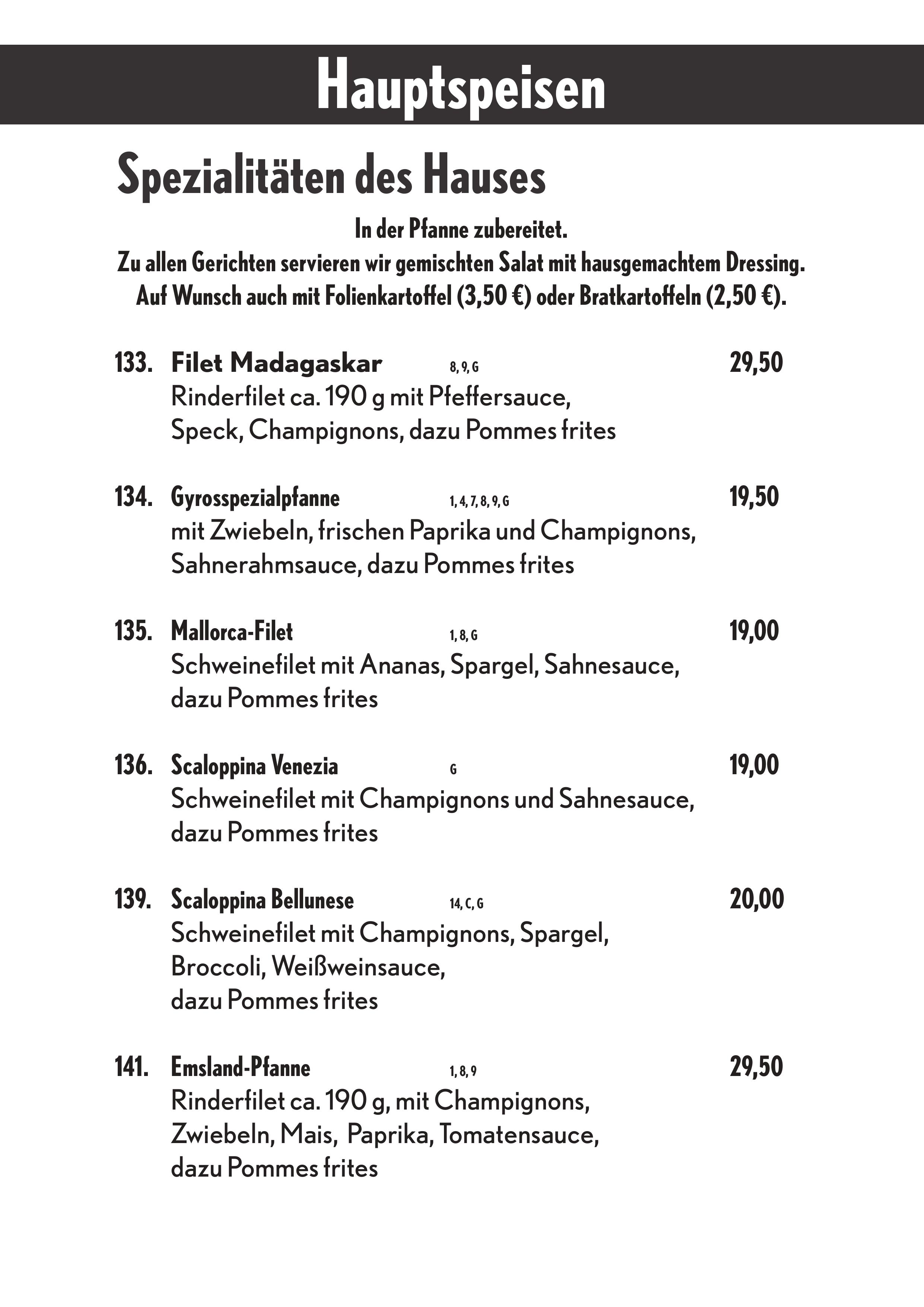 Speisekarte