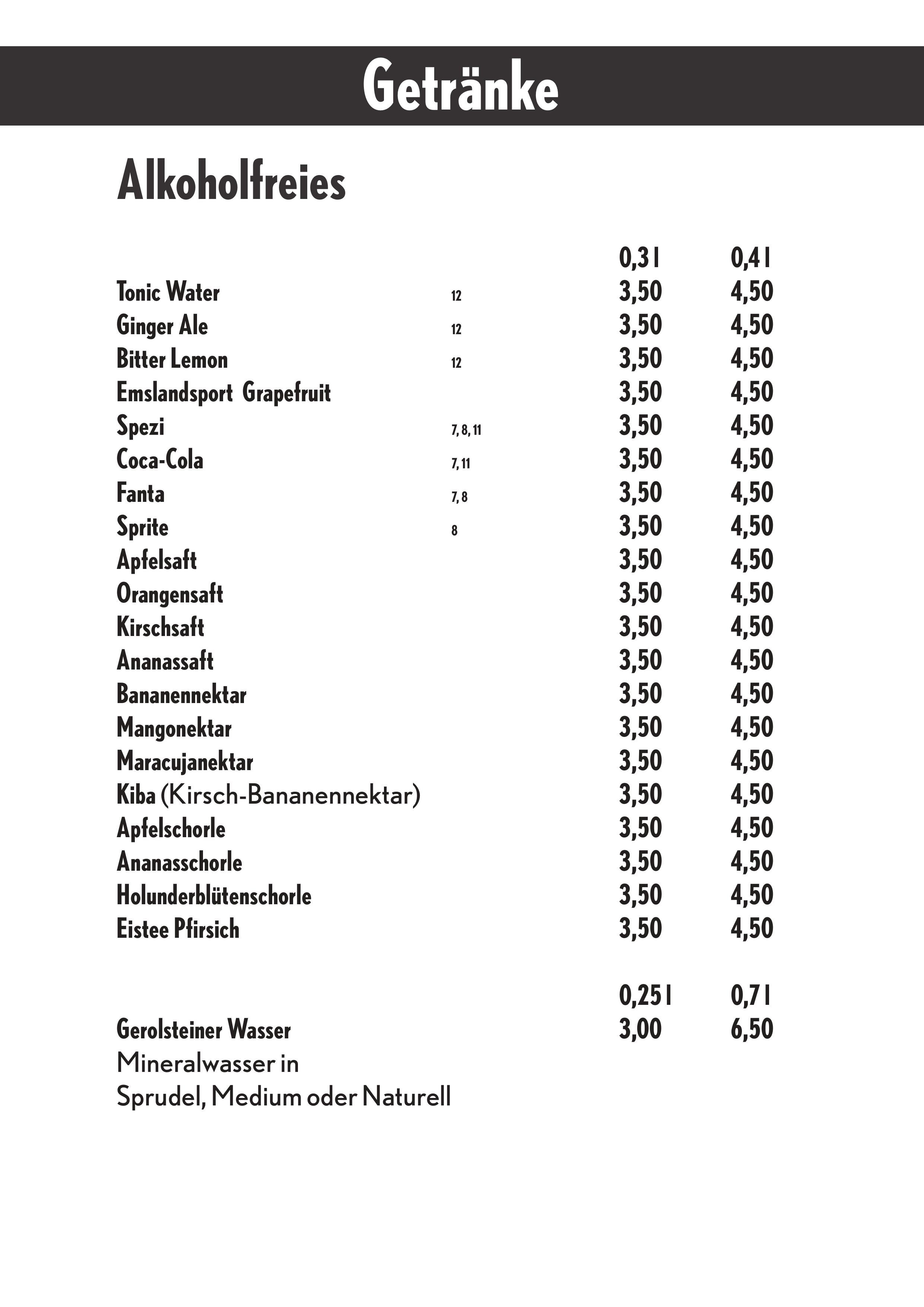 Speisekarte