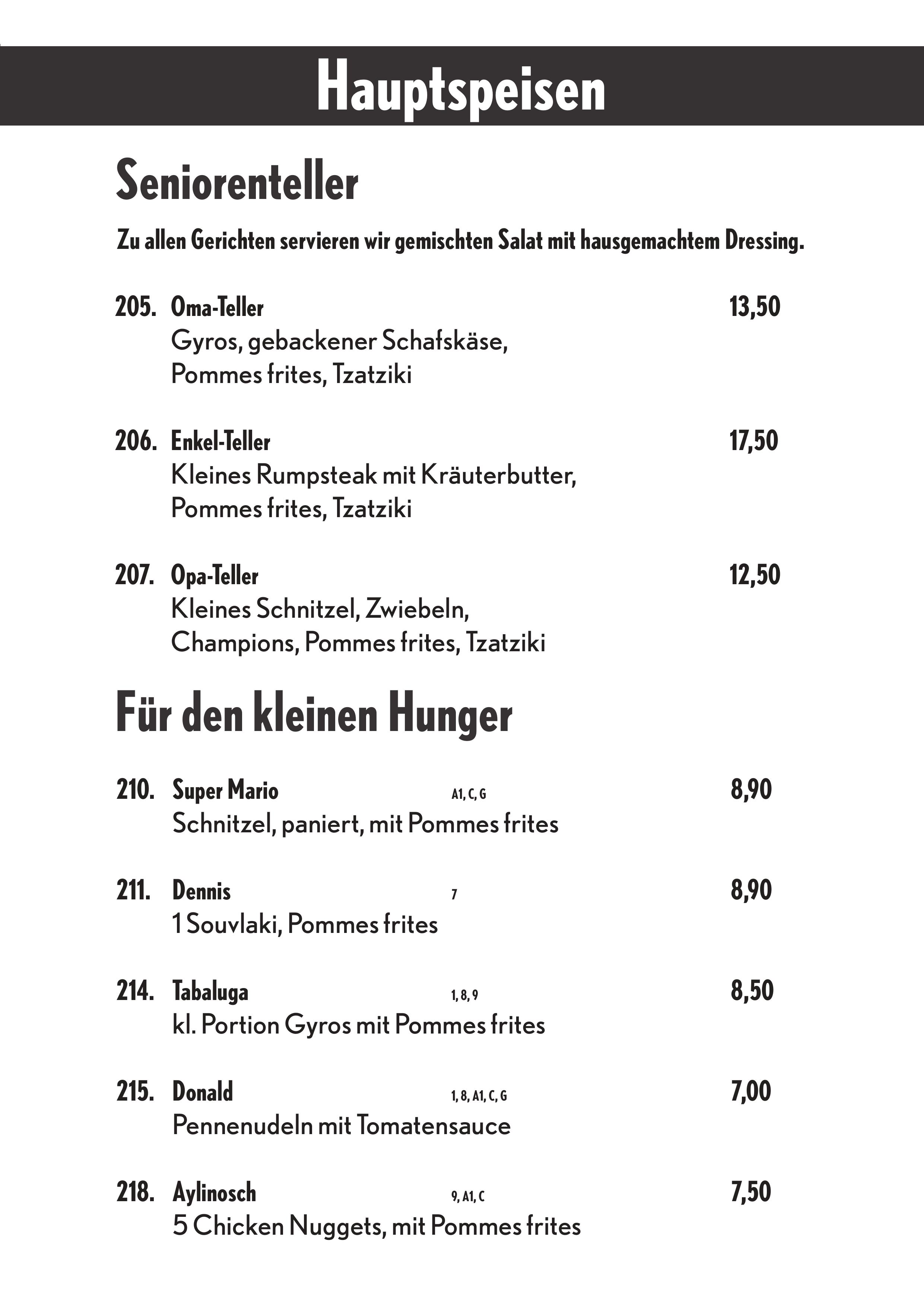 Speisekarte