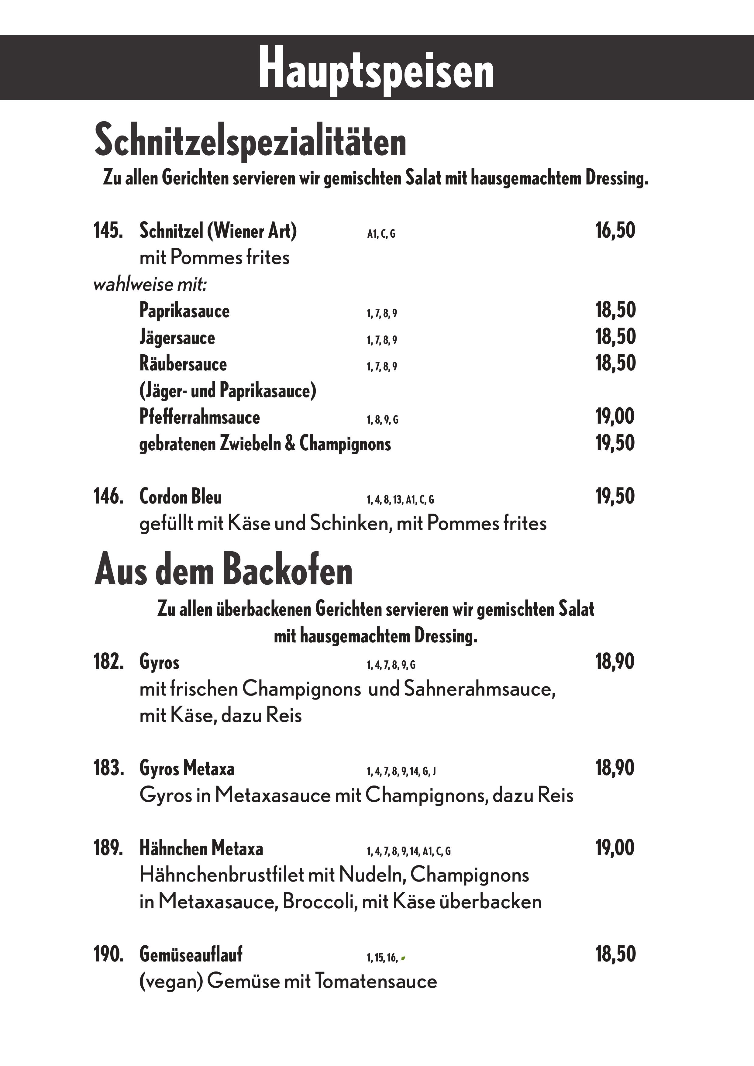Speisekarte