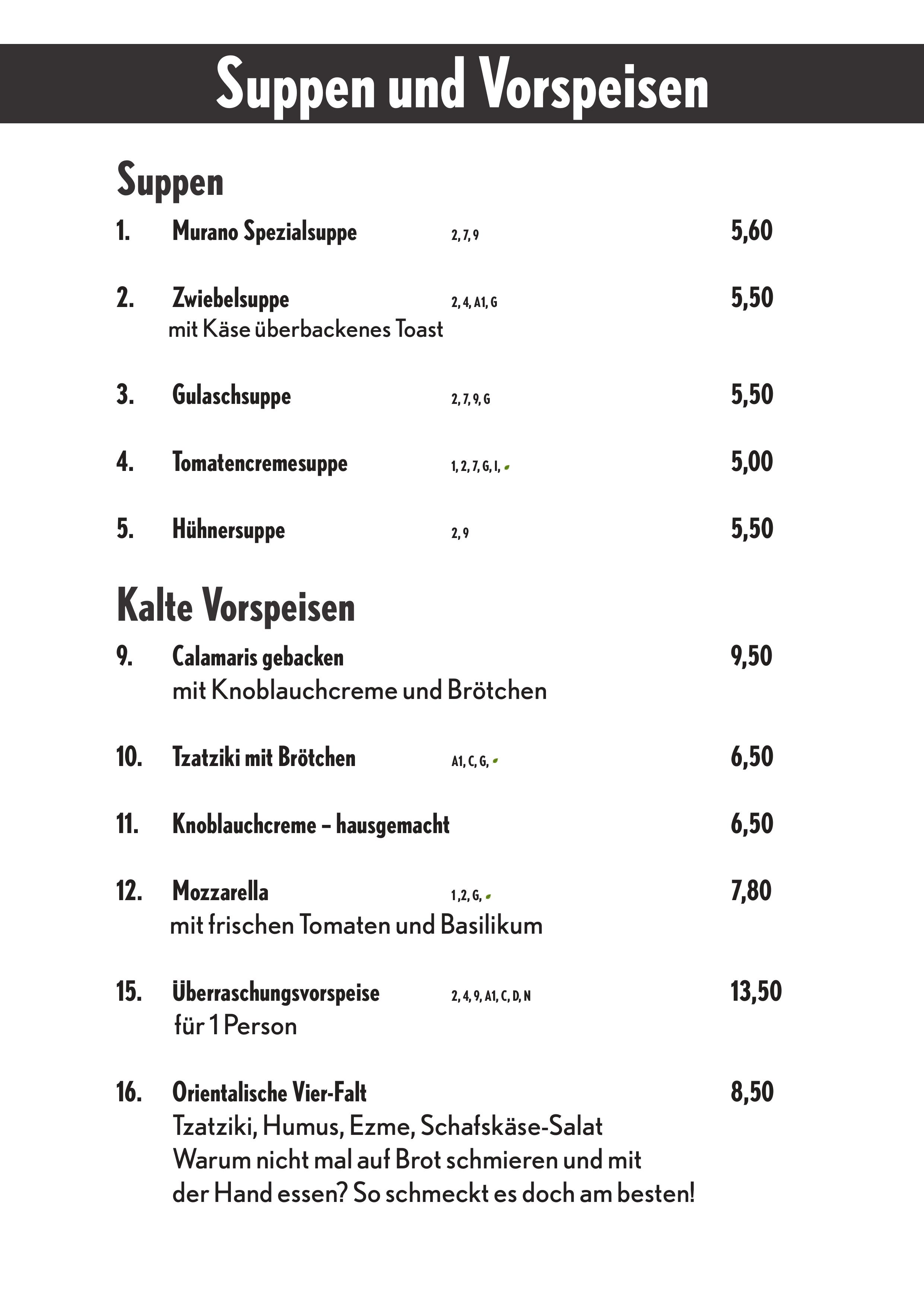 Speisekarte