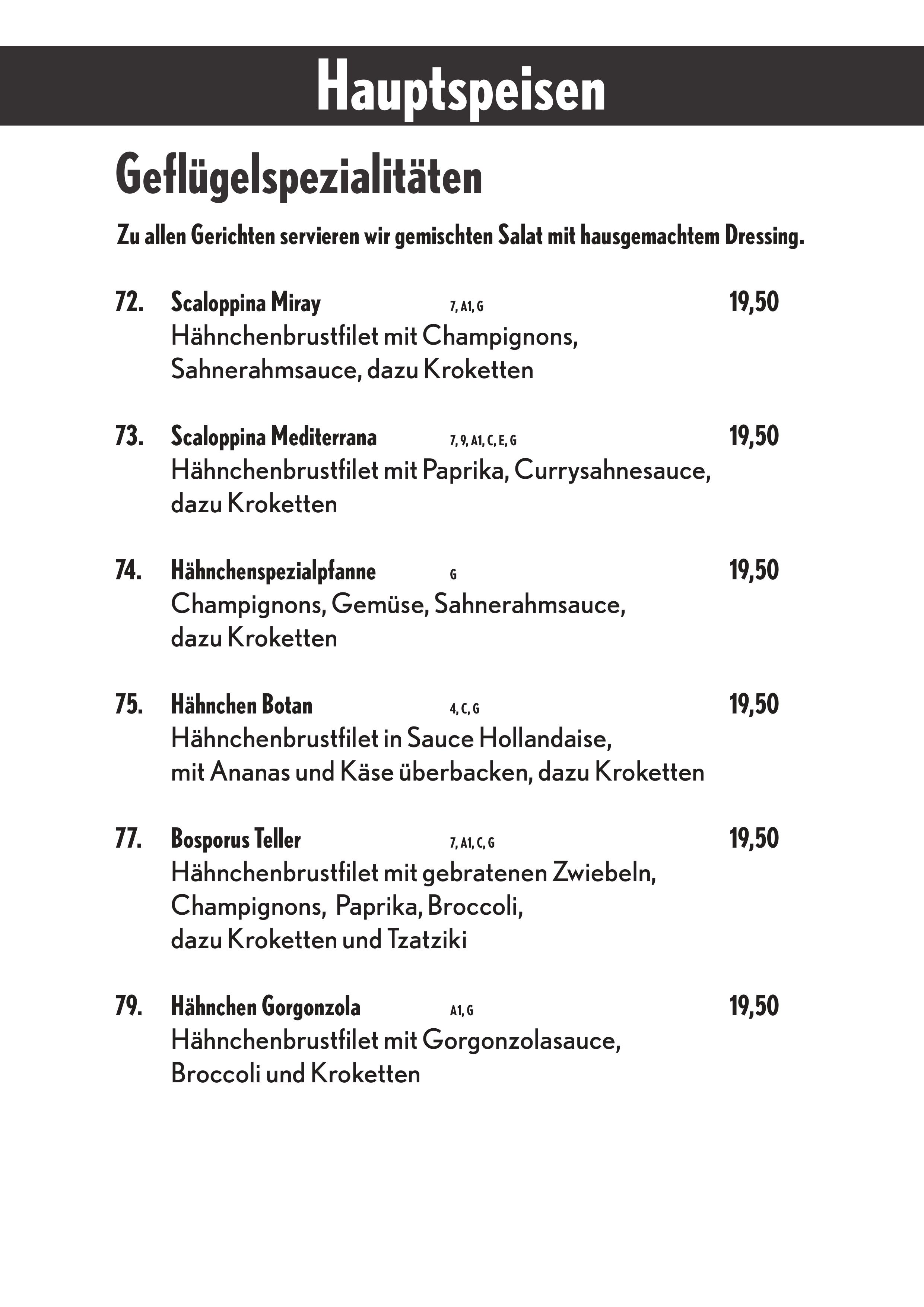 Speisekarte