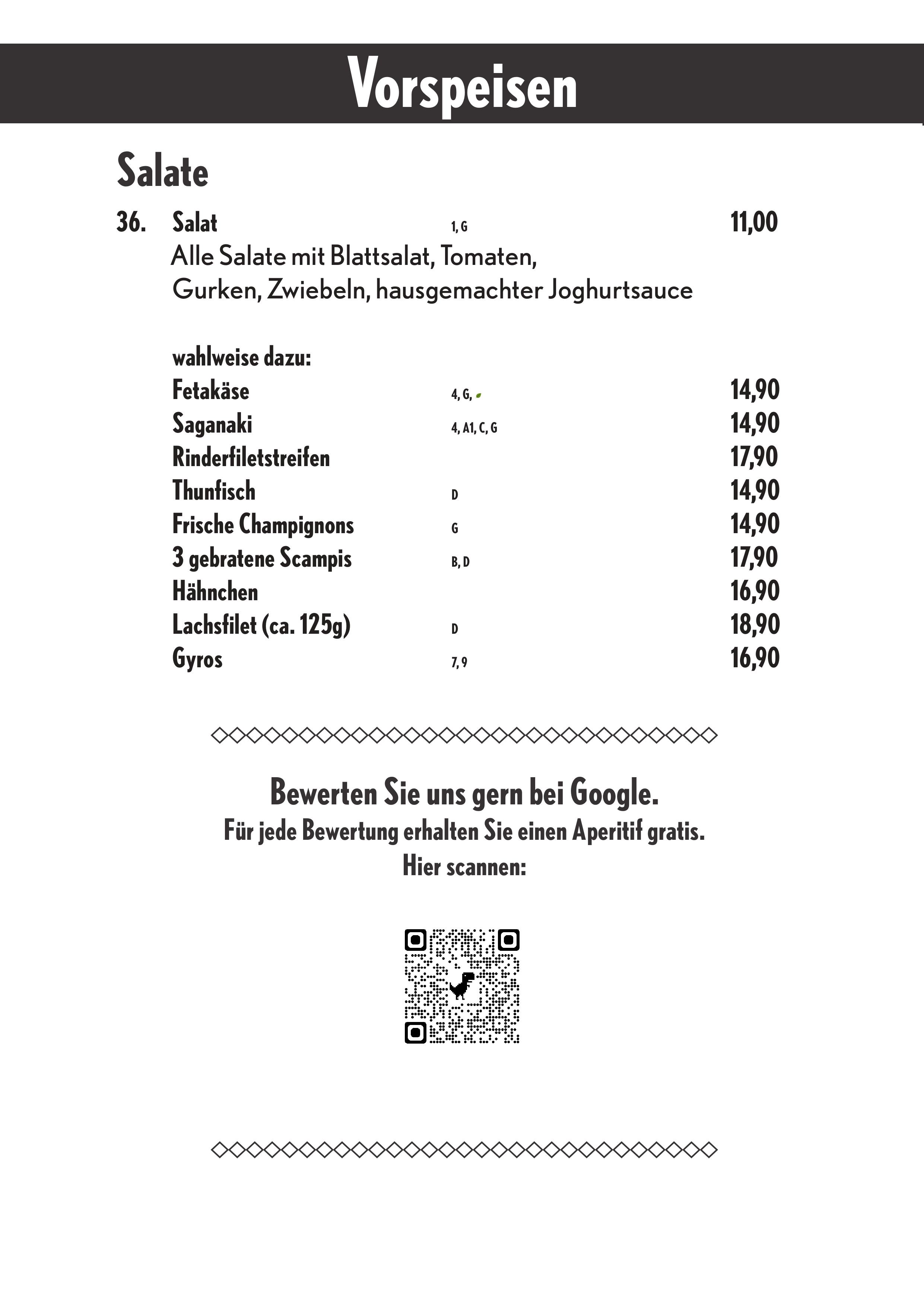 Speisekarte