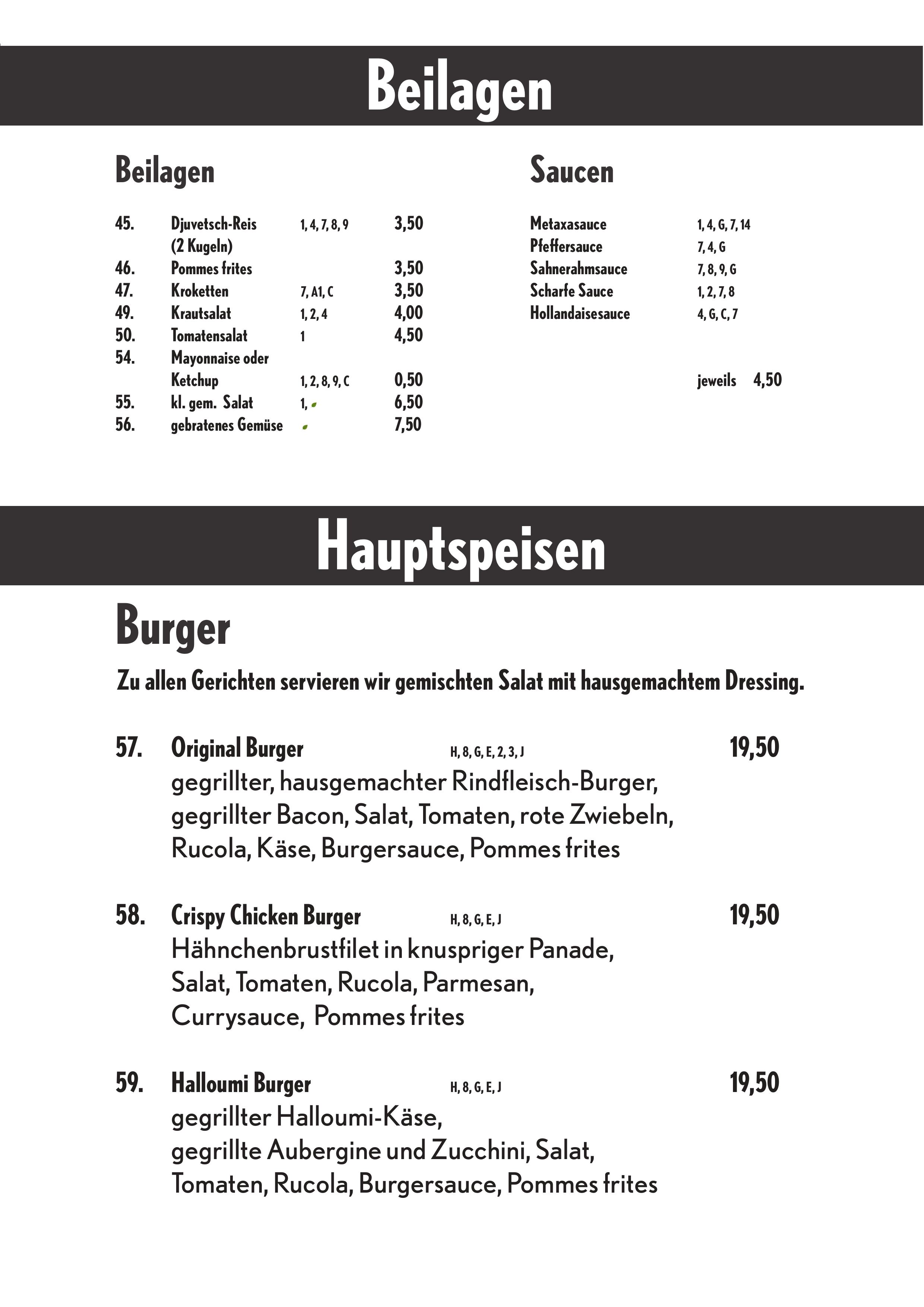 Speisekarte