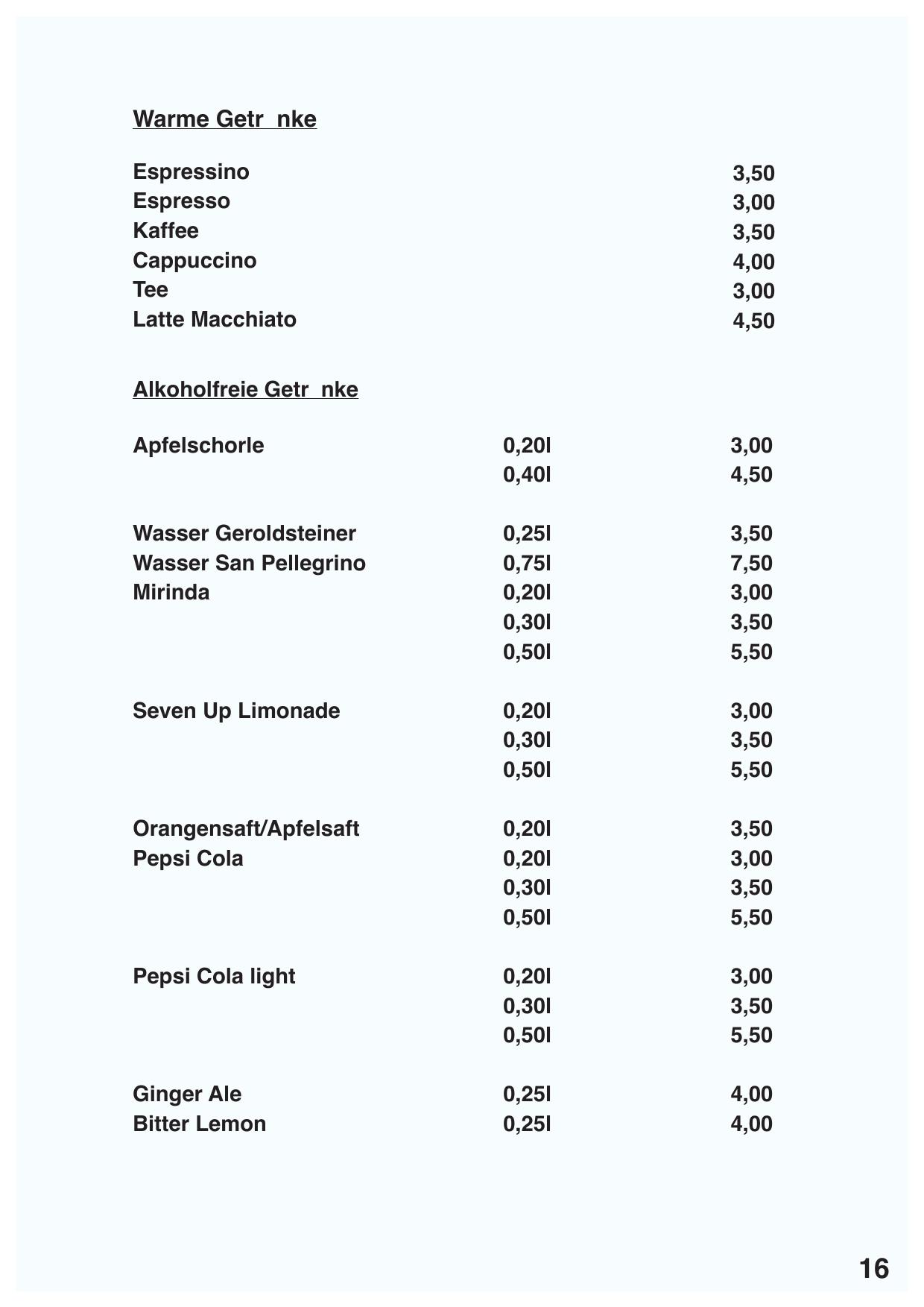Speisekarte