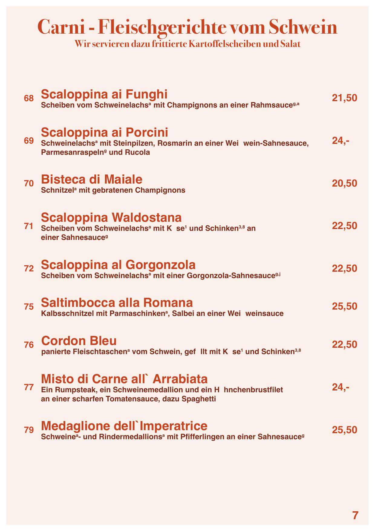 Speisekarte
