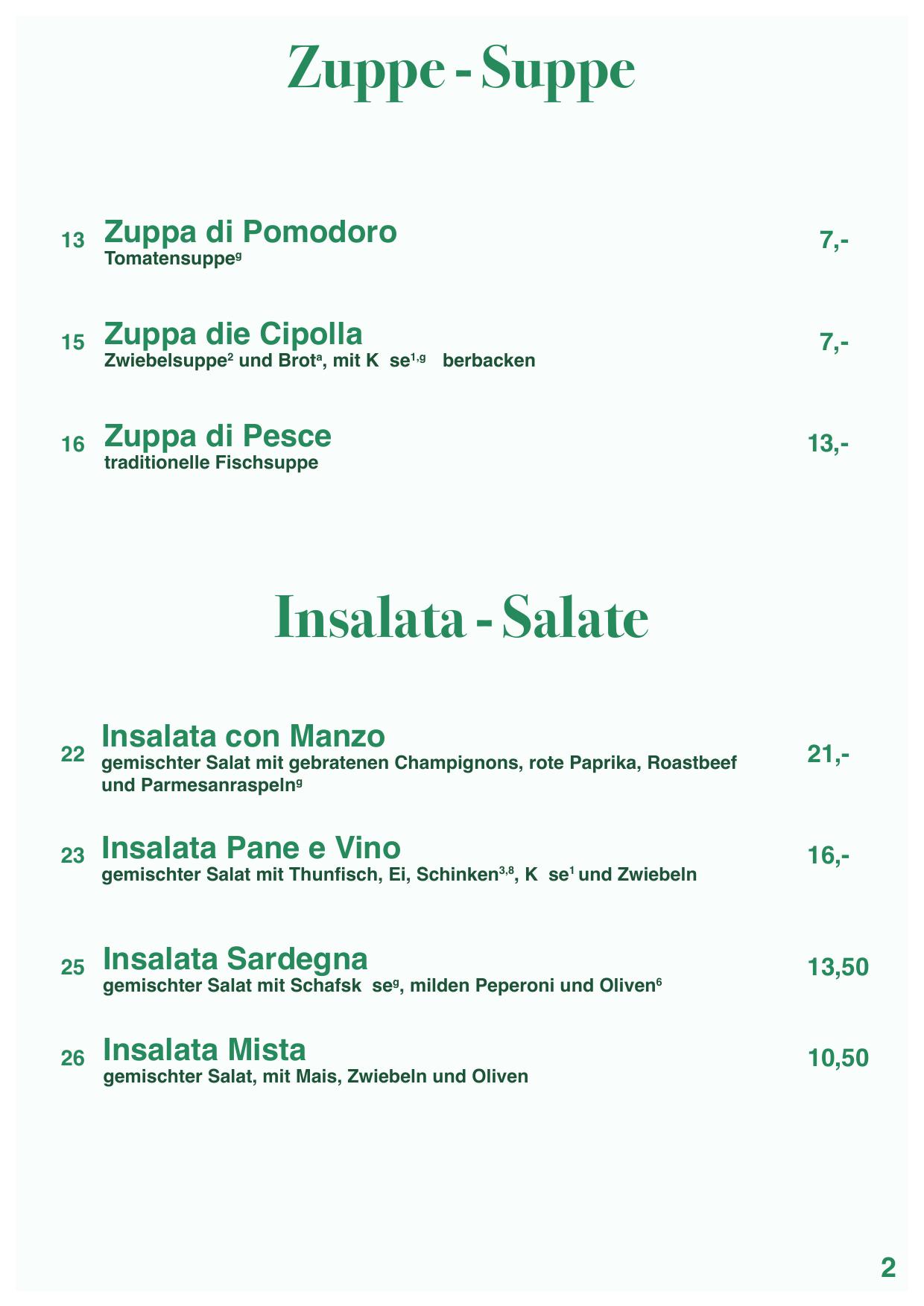 Speisekarte