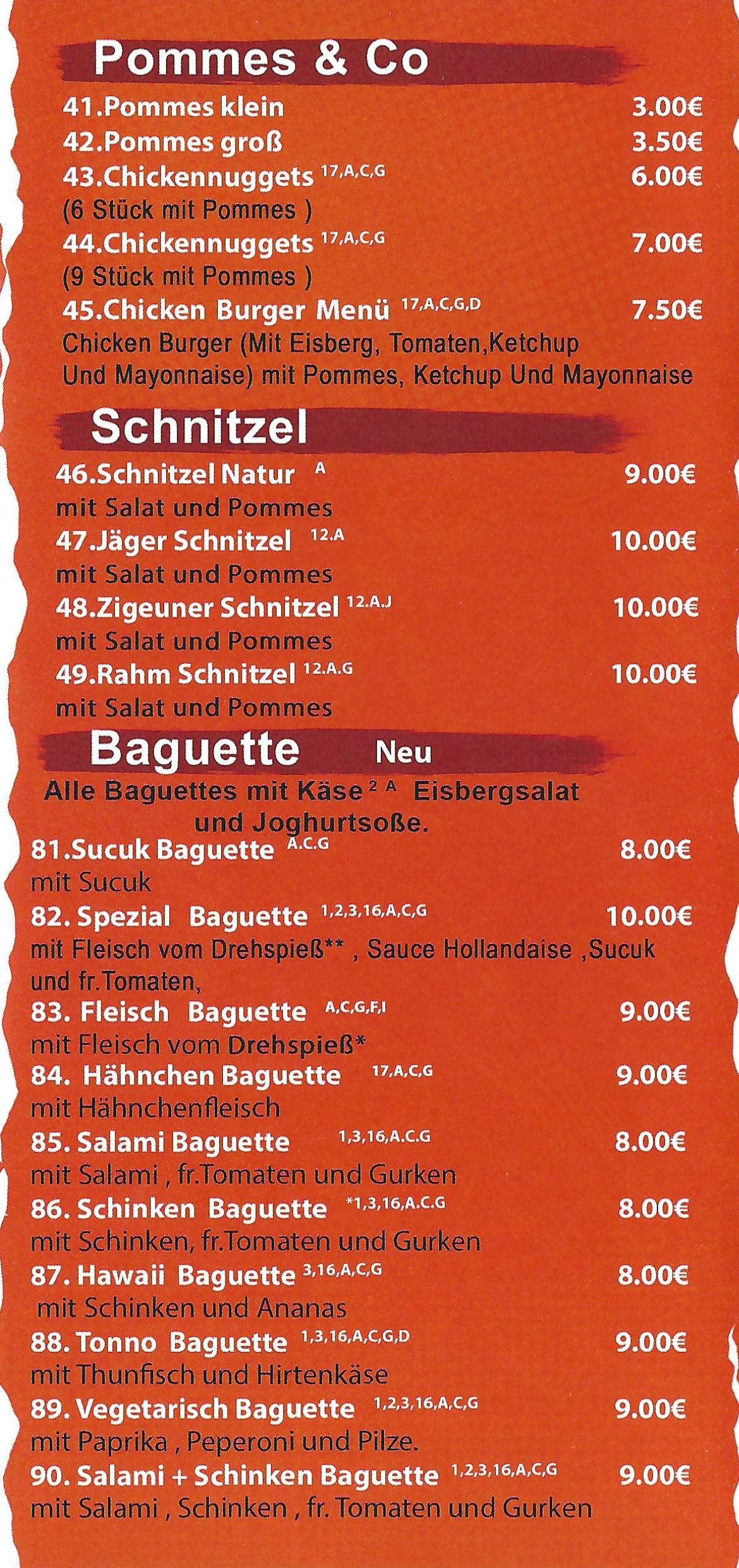 Speisekarte