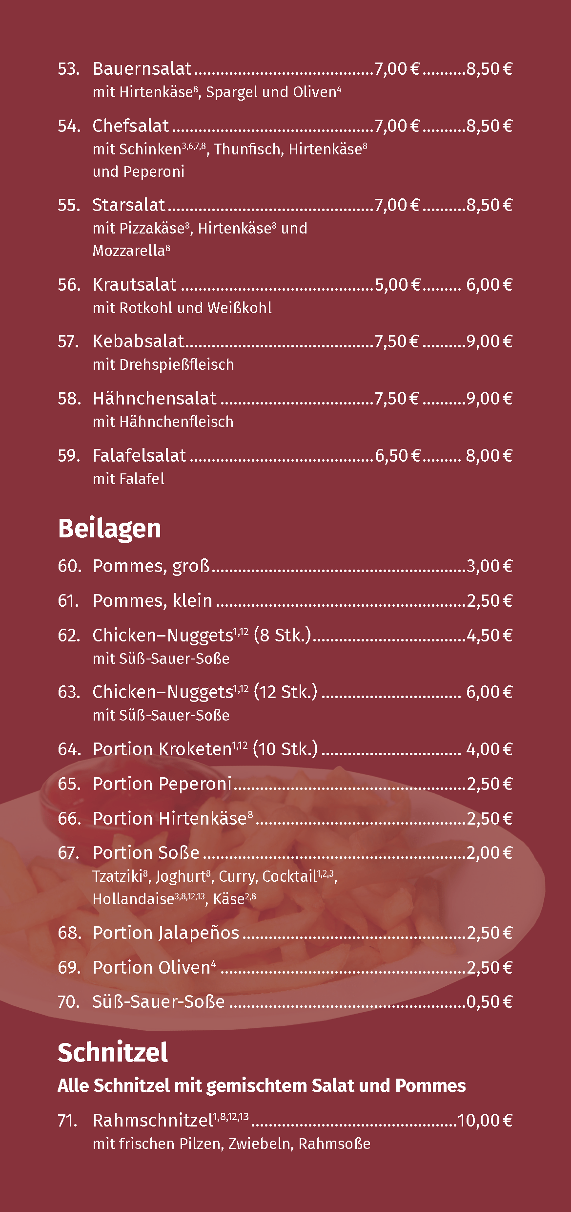 Speisekarte