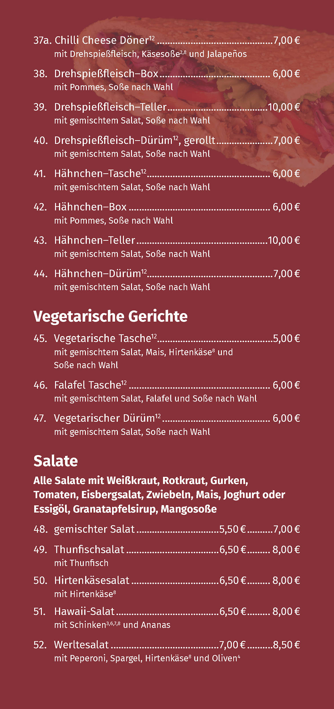 Speisekarte