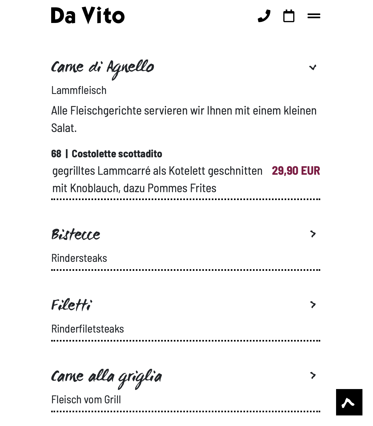 Speisekarte