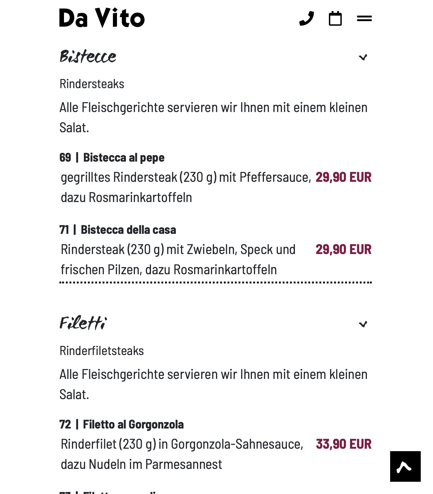 Speisekarte